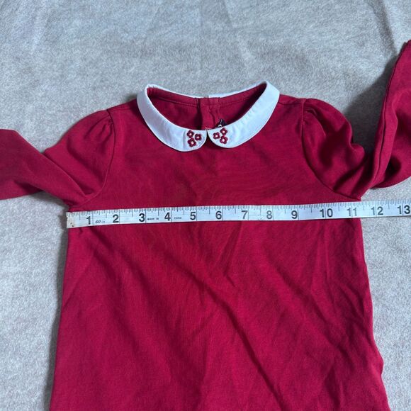 Red embroidered shirt Peter Pan collar size 2T NEW with flaw Parisian retro - Picture 7 of 11
